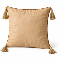 Hand Crafted Decorative Cushion Cover – Silver | 12"x12" | Poly Cotton | Tassel Design