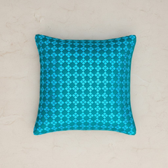 Handcrafted Blue Cushion Cover – 16"x16", Premium Poly Cotton