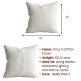 Fabric Crafted Cushion Cover – Off White | 16"x16" | Poly Cotton Foam Fabric | Premium Ribbed Texture Design