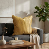 Fabric Crafted Cushion Cover – Gold | 16"x16" | Poly Cotton Foam Fabric | Premium Ribbed Texture Design