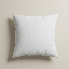 Handcrafted White Cushion Cover – 12"x12" | Poly Cotton | Elegant 3D Floral Detailing | Premium Festive Décor