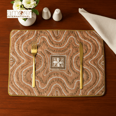 Handcrafted Embroidered Placemat – Bronze, 12"x18"