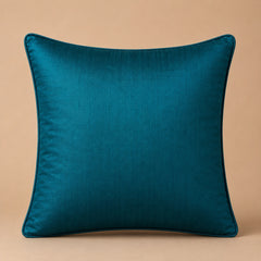 Handcrafted Cushion Cover – Turquoise | 16"x16" | Floral Embroidered Decorative Cushion Cover