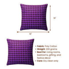 Handcrafted Purple Cushion Cover – 16"x16", Premium Poly Cotton