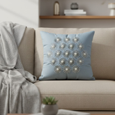 Handcrafted Grey Cushion Cover – 12"x12" | Poly Cotton | Elegant 3D Floral Detailing | Premium Festive Décor