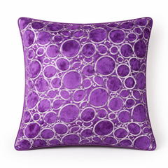 Machine-Crafted Bright Purple Cushion Cover – 16"x16" | Circular Embroidered Design | Premium Poly Channel Fabric