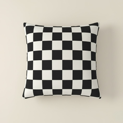 Fabric-Crafted White Cushion Cover – 16"x16", Interlock Design in Premium Poly Cotton