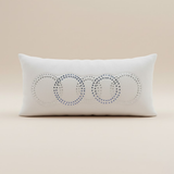 Handcrafted White Bolster Cover – 19"x8", Embellished Circular Design in Premium Poly Cotton