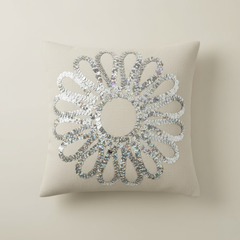 Handcrafted Cream Floral Cushion Cover – 12"x12", Premium Poly Cotton