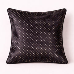 Fabric Crafted Cushion Cover – Black Gold | 12"x12" | Poly Cotton | Luxury Textured Design