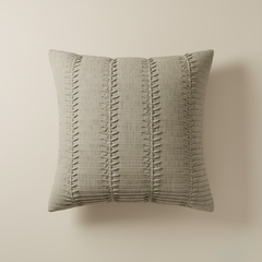 Fabric-Crafted Khaki Cushion Cover – 16"x16", Vertical Pleated Texture in Premium Poly Cotton