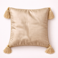 Hand Crafted Cushion Cover – Beige | 12"x12" | Poly Cotton | Embroidered Paisley Design