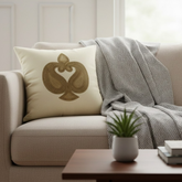 Handcrafted Beige Cushion Cover – 16"x16" | Intricate Traditional Embroidered Motif | Premium Poly Cotton