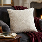 Handcrafted Cushion Cover – White | 16"x16" | Elegant Embroidered Poly-Cotton Matty Cushion Cover