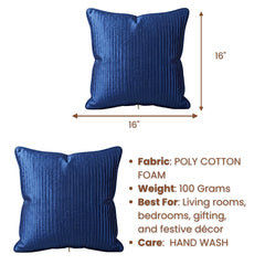 Fabric Crafted Cushion Cover – Navy Blue | 16"x16" | Poly Cotton Foam Fabric | Premium Ribbed Texture Design