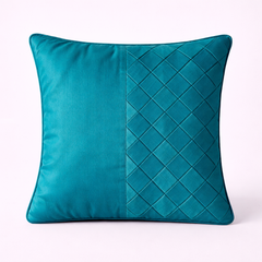 Fabric Crafted Cushion Cover – Dark Turquoise | 16"x16" | Poly Cotton | Premium Textured Design