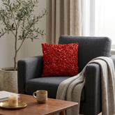 Fabric Crafted Cushion Cover – Coral | 12"x12" | Poly Cotton Foam | Textured Petal Design