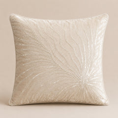 Handcrafted Cushion Cover – White | 16"x16" | Elegant Embroidered Poly-Cotton Matty Cushion Cover