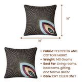 Handcrafted Black Cushion Cover – 16"x16" | Radiant Eye Motif Embroidered Design | Premium Polyester-Cotton