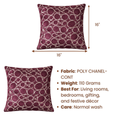 Machine-Crafted Orchid Cushion Cover – 16"x16" | Circular Embroidered Design | Premium Poly Channel Fabric