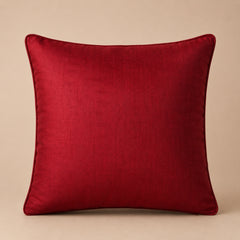 Handcrafted Cushion Cover – Red | 16"x16" | Floral Embroidered Decorative Cushion Cover