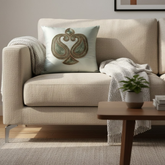 Handcrafted Gray Cushion Cover – 16"x16" | Traditional Embroidered Motif | Premium Poly Cotton