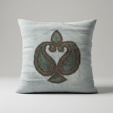 Handcrafted Gray Cushion Cover – 16"x16" | Traditional Embroidered Motif | Premium Poly Cotton
