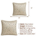 Handcrafted Cream Cushion Cover – 12"x12" | Mirror Dot Embroidery | Premium Poly Cotton | Elegant Decorative Accent