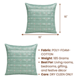 Hand-Crafted Cushion Cover – Green Silver | 16"x16" | Poly-Foam-Cotton | Elegant Festive Accent