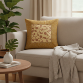 Fabric-Crafted Gold Cushion Cover – 12"x12" | Elegant Traditional Texture | Premium Poly Cotton