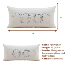 Handcrafted White Bolster Cover – 19"x8", Embellished Circular Design in Premium Poly Cotton