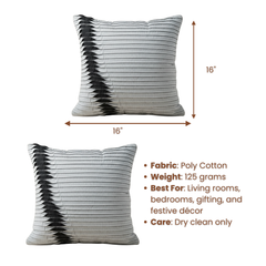 Fabric Crafted Silver Cushion Cover – 16"x16" | Premium Poly Cotton