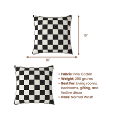 Fabric-Crafted White Cushion Cover – 16"x16", Interlock Design in Premium Poly Cotton