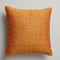 Fabric Crafted Cushion Cover – Orange | 16"x16" | Poly Cotton Foam Fabric | Premium Ribbed Texture Design