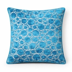 Machine-Crafted T Green Cushion Cover – 16"x16" | Circular Embroidered Design | Premium Poly Channel Fabric