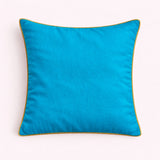 Hand Crafted Cushion Cover – Turquoise | 16"x16" | Poly Cotton | Floral Embroidered Sequin Design