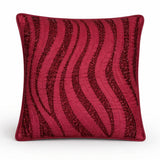 Handcrafted Cushion Cover – Maroon | 16"x16" | Designer Wave Pattern Decorative Cushion Cover