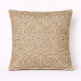 Handcrafted Cream Cushion Cover – 16"x16" | Swirl Geometric Embroidered Design | Premium Poly Cotton