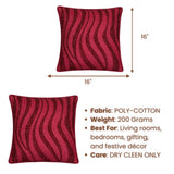 Handcrafted Cushion Cover – Maroon | 16"x16" | Designer Wave Pattern Decorative Cushion Cover