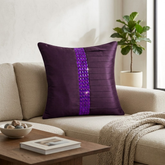 Hand Crafted Cushion Cover – Purple | 16"x16" | Poly Cotton | Pleated Panel Design