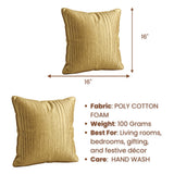 Fabric Crafted Cushion Cover – Copper | 16"x16" | Poly Cotton Foam Fabric | Premium Ribbed Texture Design