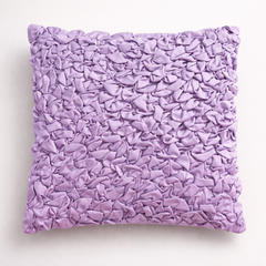 Fabric Crafted Cushion Cover – Purple | 12"x12" | Poly Cotton Foam | Textured Petal Design