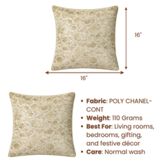 Machine-Crafted Green Cushion Cover – 16"x16" | Circular Embroidered Design | Premium Poly Channel Fabric