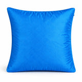 Fabric Crafted Cushion Cover – Blue | 12"x12" | Poly Cotton Fabric | Premium Quilted Center with Designer Border