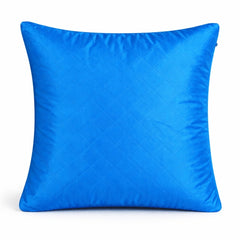 Fabric Crafted Cushion Cover – Blue | 12"x12" | Poly Cotton Fabric | Premium Quilted Center with Designer Border