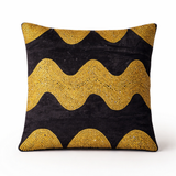 Hand-Crafted Cushion Cover – Black Gold | 16"x16" | Poly Chenille-Cotton | Royal & Festive Elegance