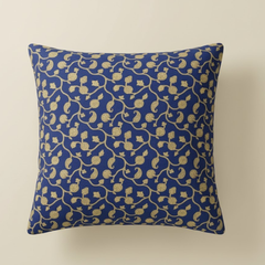 Fabric-Crafted Blue Cushion Cover – 24"x24", Inspired by Kashmiri & Mughal Art | Premium Poly Cotton