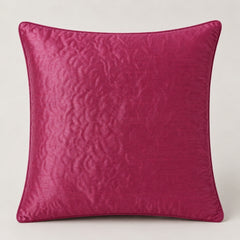 Machine Crafted Pink Cushion Cover – 16"x16" | Elegant Gold Floral Embroidery | Premium Poly-Cotton Decorative Cushion Cover