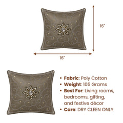 Handcrafted Cushion Cover – Beige | 16"x16" | Elegant Poly Cotton Cushion Cover