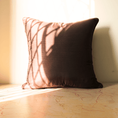 Handcrafted Brown Cushion Cover – 16"x16", Premium Poly Cotton